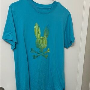 Psycho Bunny Teal and Yellow Graphic Tee